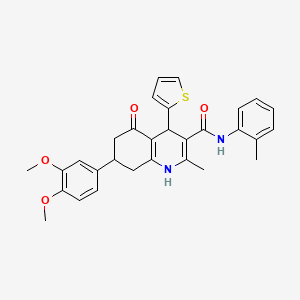 7-(3,4-dimethoxyphenyl)-2-methyl-N-(2-methylphenyl)-5-oxo-4-(thiophen-2-yl)-1,4,5,6,7,8-hexahydroquinoline-3-carboxamide