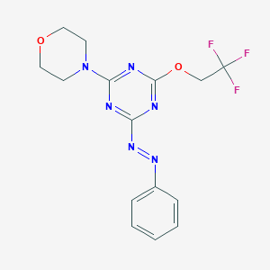 molecular formula C15H15F3N6O2 B415854 4-(4-Morpholinyl)-6-(phenyldiazenyl)-1,3,5-triazin-2-yl 2,2,2-trifluoroethyl ether 