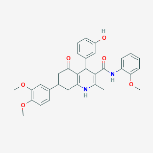 7-(3,4-dimethoxyphenyl)-4-(3-hydroxyphenyl)-N-(2-methoxyphenyl)-2-methyl-5-oxo-1,4,5,6,7,8-hexahydroquinoline-3-carboxamide