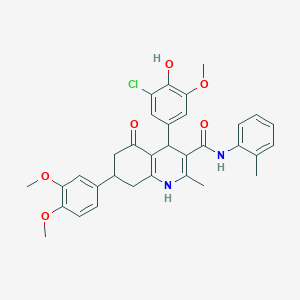 4-(3-chloro-4-hydroxy-5-methoxyphenyl)-7-(3,4-dimethoxyphenyl)-2-methyl-N-(2-methylphenyl)-5-oxo-1,4,5,6,7,8-hexahydroquinoline-3-carboxamide