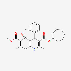 3-Cycloheptyl 6-methyl 2,7-dimethyl-4-(2-methylphenyl)-5-oxo-1,4,5,6,7,8-hexahydroquinoline-3,6-dicarboxylate