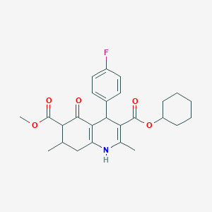 molecular formula C26H30FNO5 B4158581 3-Cyclohexyl 6-methyl 4-(4-fluorophenyl)-2,7-dimethyl-5-oxo-1,4,5,6,7,8-hexahydroquinoline-3,6-dicarboxylate 