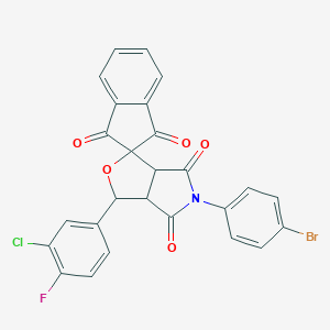 molecular formula C26H14BrClFNO5 B415859 5-(4-bromophenyl)-1-(3-chloro-4-fluorophenyl)-3a,6a-dihydrosprio[1H-furo[3,4-c]pyrrole-3,2'-(1'H)-indene]-1',3',4,6(2'H,3H,5H)-tetrone 