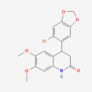 4-(6-BROMO-2H-1,3-BENZODIOXOL-5-YL)-6,7-DIMETHOXY-1,2,3,4-TETRAHYDROQUINOLIN-2-ONE