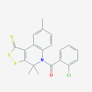 molecular formula C20H16ClNOS3 B415862 (2-chlorophenyl)(4,4,8-trimethyl-1-thioxo-1,4-dihydro-5H-[1,2]dithiolo[3,4-c]quinolin-5-yl)methanone CAS No. 331760-89-5