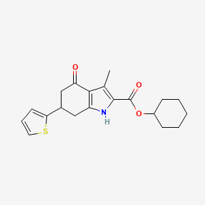 molecular formula C20H23NO3S B4158664 cyclohexyl 3-methyl-4-oxo-6-(thiophen-2-yl)-4,5,6,7-tetrahydro-1H-indole-2-carboxylate 