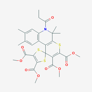 Tetramethyl 5',5',8',9'-tetramethyl-6'-propanoylspiro[1,3-dithiole-2,1'-thiopyrano[2,3-c]quinoline]-2',3',4,5-tetracarboxylate