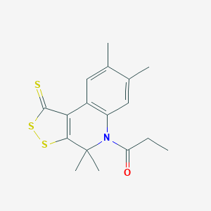 molecular formula C17H19NOS3 B415868 4,4,7,8-tetramethyl-5-propionyl-4,5-dihydro-1H-[1,2]dithiolo[3,4-c]quinoline-1-thione CAS No. 332886-10-9