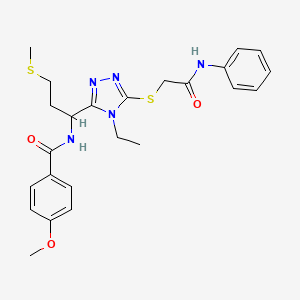 N-[1-(4-ethyl-5-{[2-oxo-2-(phenylamino)ethyl]sulfanyl}-4H-1,2,4-triazol-3-yl)-3-(methylsulfanyl)propyl]-4-methoxybenzamide