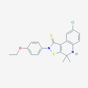 molecular formula C20H19ClN2OS2 B415869 8-chloro-2-(4-ethoxyphenyl)-4,4-dimethyl-4,5-dihydroisothiazolo[5,4-c]quinoline-1(2H)-thione CAS No. 331761-26-3