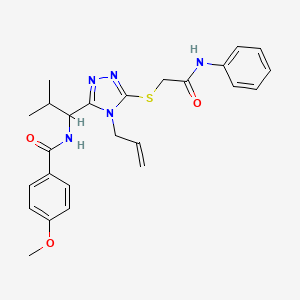 molecular formula C25H29N5O3S B4158691 4-methoxy-N-{2-methyl-1-[5-{[2-oxo-2-(phenylamino)ethyl]sulfanyl}-4-(prop-2-en-1-yl)-4H-1,2,4-triazol-3-yl]propyl}benzamide 