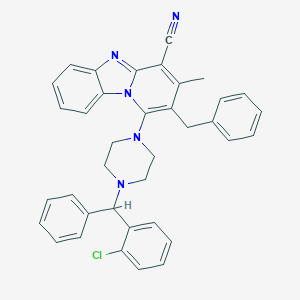 molecular formula C37H32ClN5 B415873 2-Benzyl-1-{4-[(2-chlorophenyl)(phenyl)methyl]-1-piperazinyl}-3-methylpyrido[1,2-a]benzimidazole-4-carbonitrile 