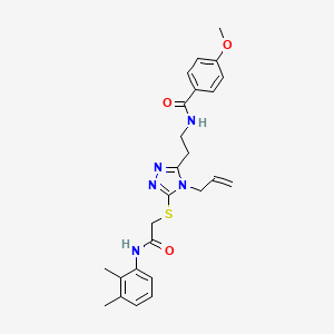 molecular formula C25H29N5O3S B4158732 N-{2-[5-({2-[(2,3-dimethylphenyl)amino]-2-oxoethyl}sulfanyl)-4-(prop-2-en-1-yl)-4H-1,2,4-triazol-3-yl]ethyl}-4-methoxybenzamide 