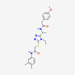 molecular formula C25H31N5O3S B4158740 N-(3,4-dimethylphenyl)-2-{[4-ethyl-5-(1-{[(4-methoxyphenyl)acetyl]amino}ethyl)-4H-1,2,4-triazol-3-yl]sulfanyl}acetamide 