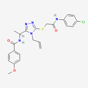 molecular formula C23H24ClN5O3S B4158753 N-{1-[5-({2-[(4-chlorophenyl)amino]-2-oxoethyl}sulfanyl)-4-(prop-2-en-1-yl)-4H-1,2,4-triazol-3-yl]ethyl}-4-methoxybenzamide 