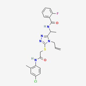 N-{1-[5-({2-[(4-chloro-2-methylphenyl)amino]-2-oxoethyl}sulfanyl)-4-(prop-2-en-1-yl)-4H-1,2,4-triazol-3-yl]ethyl}-2-fluorobenzamide