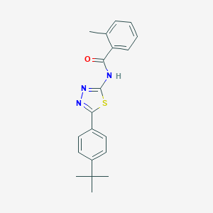 molecular formula C20H21N3OS B415878 N-[5-(4-tert-butylphenyl)-1,3,4-thiadiazol-2-yl]-2-methylbenzamide 