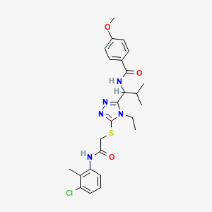 N-{1-[5-({2-[(3-chloro-2-methylphenyl)amino]-2-oxoethyl}sulfanyl)-4-ethyl-4H-1,2,4-triazol-3-yl]-2-methylpropyl}-4-methoxybenzamide