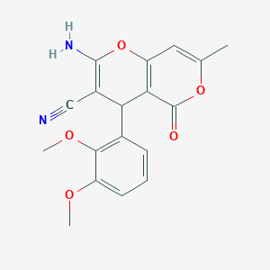 2-amino-4-(2,3-dimethoxyphenyl)-7-methyl-5-oxo-4H,5H-pyrano[4,3-b]pyran-3-carbonitrile