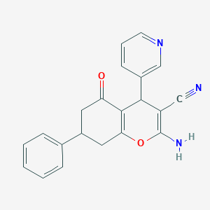 molecular formula C21H17N3O2 B415882 2-amino-5-oxo-7-phenyl-4-(3-pyridinyl)-5,6,7,8-tetrahydro-4H-chromene-3-carbonitrile CAS No. 300836-03-7