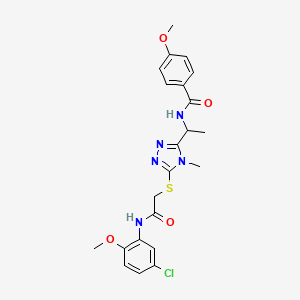 molecular formula C22H24ClN5O4S B4158823 N-{1-[5-({2-[(5-chloro-2-methoxyphenyl)amino]-2-oxoethyl}sulfanyl)-4-methyl-4H-1,2,4-triazol-3-yl]ethyl}-4-methoxybenzamide 