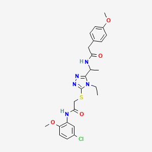 molecular formula C24H28ClN5O4S B4158824 N-(5-chloro-2-methoxyphenyl)-2-{[4-ethyl-5-(1-{[(4-methoxyphenyl)acetyl]amino}ethyl)-4H-1,2,4-triazol-3-yl]sulfanyl}acetamide 