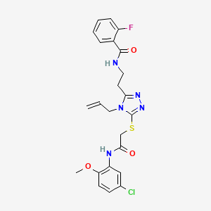 molecular formula C23H23ClFN5O3S B4158830 N-{2-[5-({2-[(5-chloro-2-methoxyphenyl)amino]-2-oxoethyl}sulfanyl)-4-(prop-2-en-1-yl)-4H-1,2,4-triazol-3-yl]ethyl}-2-fluorobenzamide 