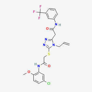 molecular formula C23H21ClF3N5O3S B4158832 2-[5-({2-[(5-chloro-2-methoxyphenyl)amino]-2-oxoethyl}sulfanyl)-4-(prop-2-en-1-yl)-4H-1,2,4-triazol-3-yl]-N-[3-(trifluoromethyl)phenyl]acetamide 