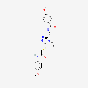 molecular formula C24H29N5O4S B4158868 N-{1-[5-({2-[(4-ethoxyphenyl)amino]-2-oxoethyl}sulfanyl)-4-ethyl-4H-1,2,4-triazol-3-yl]ethyl}-4-methoxybenzamide 