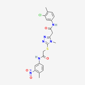 N-(3-chloro-4-methylphenyl)-2-[4-methyl-5-[2-(4-methyl-3-nitroanilino)-2-oxoethyl]sulfanyl-1,2,4-triazol-3-yl]acetamide