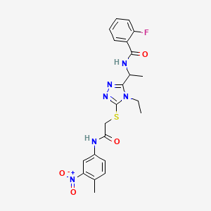 N-{1-[4-ethyl-5-({2-[(4-methyl-3-nitrophenyl)amino]-2-oxoethyl}sulfanyl)-4H-1,2,4-triazol-3-yl]ethyl}-2-fluorobenzamide