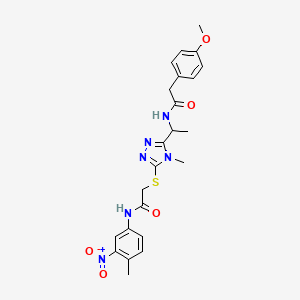 2-(4-methoxyphenyl)-N-[1-[4-methyl-5-[2-(4-methyl-3-nitroanilino)-2-oxoethyl]sulfanyl-1,2,4-triazol-3-yl]ethyl]acetamide