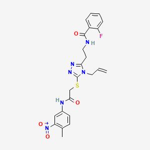 2-fluoro-N-{2-[5-({2-[(4-methyl-3-nitrophenyl)amino]-2-oxoethyl}sulfanyl)-4-(prop-2-en-1-yl)-4H-1,2,4-triazol-3-yl]ethyl}benzamide