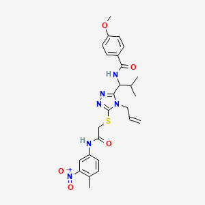 4-methoxy-N-{2-methyl-1-[5-({2-[(4-methyl-3-nitrophenyl)amino]-2-oxoethyl}sulfanyl)-4-(prop-2-en-1-yl)-4H-1,2,4-triazol-3-yl]propyl}benzamide