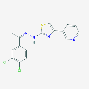 molecular formula C16H12Cl2N4S B415896 1-(3,4-Dichlorophenyl)ethanone [4-(3-pyridinyl)-1,3-thiazol-2-yl]hydrazone 