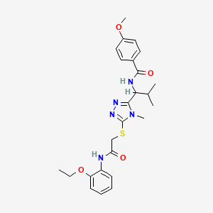 N-{1-[5-({2-[(2-ethoxyphenyl)amino]-2-oxoethyl}sulfanyl)-4-methyl-4H-1,2,4-triazol-3-yl]-2-methylpropyl}-4-methoxybenzamide