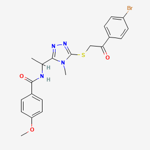 molecular formula C21H21BrN4O3S B4159000 N-[1-(5-{[2-(4-bromophenyl)-2-oxoethyl]sulfanyl}-4-methyl-4H-1,2,4-triazol-3-yl)ethyl]-4-methoxybenzamide 