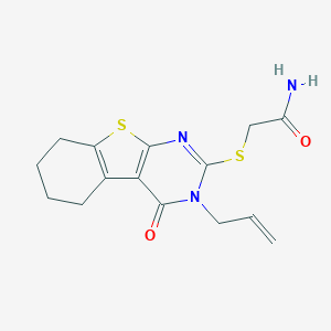 molecular formula C15H17N3O2S2 B415901 2-[(3-アリル-4-オキソ-3,4,5,6,7,8-ヘキサヒドロ[1]ベンゾチエノ[2,3-d]ピリミジン-2-イル)スルファニル]アセトアミド CAS No. 331819-91-1