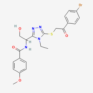 N-[1-(5-{[2-(4-bromophenyl)-2-oxoethyl]sulfanyl}-4-ethyl-4H-1,2,4-triazol-3-yl)-2-hydroxyethyl]-4-methoxybenzamide