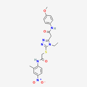 2-[4-ethyl-5-[2-(2-methyl-4-nitroanilino)-2-oxoethyl]sulfanyl-1,2,4-triazol-3-yl]-N-(4-methoxyphenyl)acetamide