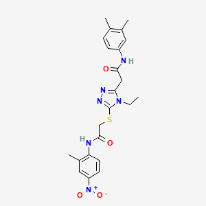 2-[(5-{2-[(3,4-dimethylphenyl)amino]-2-oxoethyl}-4-ethyl-4H-1,2,4-triazol-3-yl)sulfanyl]-N-(2-methyl-4-nitrophenyl)acetamide