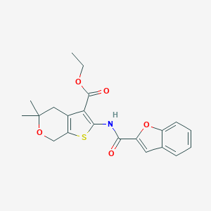 molecular formula C21H21NO5S B415908 Ethyl 2-(1-benzofuran-2-carbonylamino)-5,5-dimethyl-4,7-dihydrothieno[2,3-c]pyran-3-carboxylate CAS No. 91403-84-8