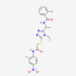 N-{1-[4-ethyl-5-({2-[(2-methyl-4-nitrophenyl)amino]-2-oxoethyl}thio)-4H-1,2,4-triazol-3-yl]ethyl}-2-fluorobenzamide