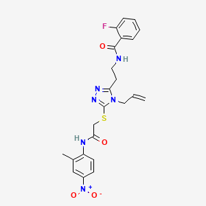 2-fluoro-N-{2-[5-({2-[(2-methyl-4-nitrophenyl)amino]-2-oxoethyl}sulfanyl)-4-(prop-2-en-1-yl)-4H-1,2,4-triazol-3-yl]ethyl}benzamide