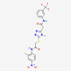 molecular formula C21H19F3N6O4S B4159102 2-[4-methyl-5-({2-[(2-methyl-4-nitrophenyl)amino]-2-oxoethyl}sulfanyl)-4H-1,2,4-triazol-3-yl]-N-[3-(trifluoromethyl)phenyl]acetamide 