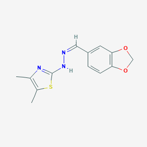 molecular formula C13H13N3O2S B415911 1,3-Benzodioxole-5-carbaldehyde (4,5-dimethyl-1,3-thiazol-2-yl)hydrazone 