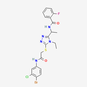 N-{1-[5-({2-[(4-bromo-3-chlorophenyl)amino]-2-oxoethyl}thio)-4-ethyl-4H-1,2,4-triazol-3-yl]ethyl}-2-fluorobenzamide