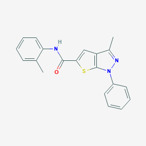 molecular formula C20H17N3OS B415912 3-methyl-N-(2-methylphenyl)-1-phenyl-1H-thieno[2,3-c]pyrazole-5-carboxamide 