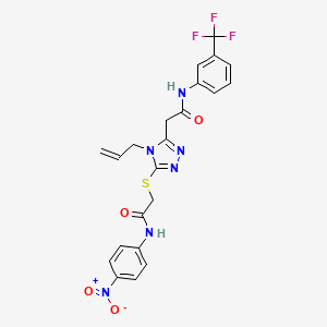 molecular formula C22H19F3N6O4S B4159158 2-[5-({2-[(4-nitrophenyl)amino]-2-oxoethyl}sulfanyl)-4-(prop-2-en-1-yl)-4H-1,2,4-triazol-3-yl]-N-[3-(trifluoromethyl)phenyl]acetamide 