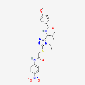 molecular formula C24H28N6O5S B4159160 N-{1-[4-ethyl-5-({2-[(4-nitrophenyl)amino]-2-oxoethyl}sulfanyl)-4H-1,2,4-triazol-3-yl]-2-methylpropyl}-4-methoxybenzamide 